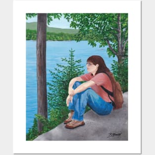 Hiker by the Lake Posters and Art